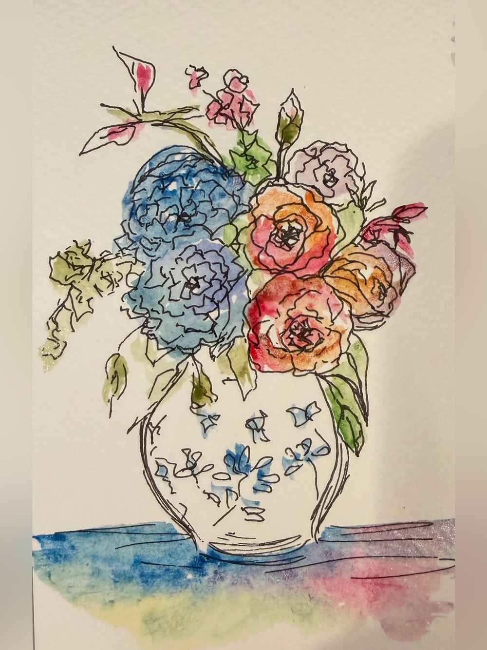 Watercolor hand-painted, illustration, floral flower wall art